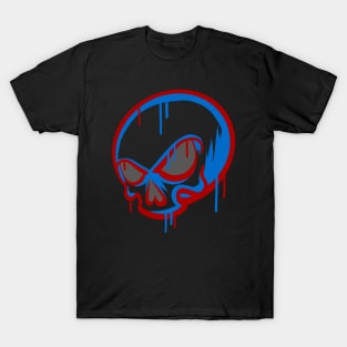 Red And Blue Graffiti Skull T-Shirt